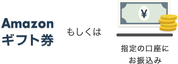 Amazonギフト券 もしくは 指定の口座にお振込み